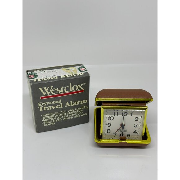 VTG Westclox Keywound Travel Alarm Clock Gold Brown UNTESTED For Parts - Picture 3 of 10